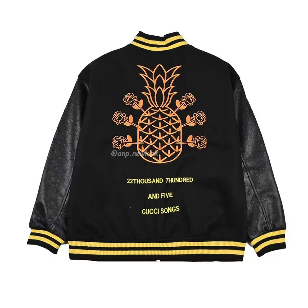 Gucci Wool Sweater Black Jacket Double G Pineapple Embroidered Patchwork Design (2) - newkick.app